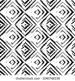 Abstract grunge grid stripe halftone background pattern. Black and white line vector illustration
