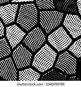 Abstract grunge grid stripe halftone background pattern. Black and white line vector illustration
