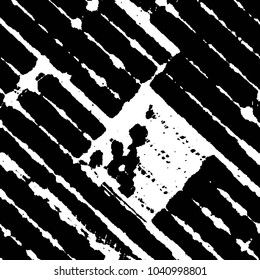 Abstract grunge grid stripe halftone background pattern. Black and white line vector illustration
