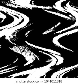 Abstract grunge grid stripe halftone background pattern. Black and white line vector illustration
