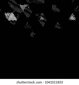 Abstract grunge grid stripe halftone background pattern. Black and white line vector illustration
