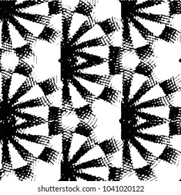 Abstract grunge grid stripe halftone background pattern. Black and white line vector illustration
