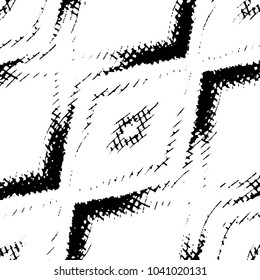 Abstract grunge grid stripe halftone background pattern. Black and white line vector illustration
