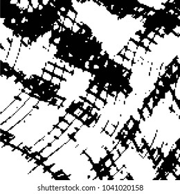 Abstract grunge grid stripe halftone background pattern. Black and white line vector illustration
