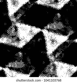 Abstract grunge grid stripe halftone background pattern. Black and white line vector illustration
