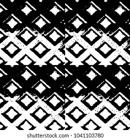 Abstract grunge grid stripe halftone background pattern. Black and white line vector illustration
