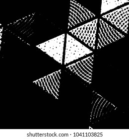 Abstract grunge grid stripe halftone background pattern. Black and white line vector illustration
