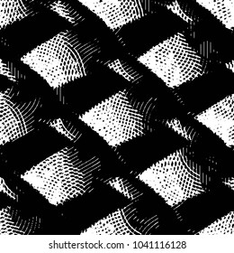 Abstract grunge grid stripe halftone background pattern. Black and white line vector illustration
