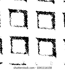 Abstract grunge grid stripe halftone background pattern. Black and white line vector illustration
