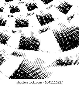 Abstract grunge grid stripe halftone background pattern. Black and white line vector illustration
