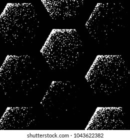 Abstract grunge grid stripe halftone background pattern. Black and white line vector illustration
