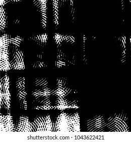 Abstract grunge grid stripe halftone background pattern. Black and white line vector illustration
