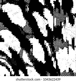 Abstract grunge grid stripe halftone background pattern. Black and white line vector illustration
