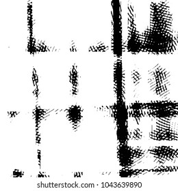 Abstract grunge grid stripe halftone background pattern. Black and white line vector illustration
