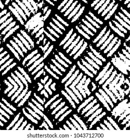 Abstract grunge grid stripe halftone background pattern. Black and white line vector illustration
