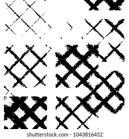 Abstract grunge grid stripe halftone background pattern. Black and white line vector illustration
