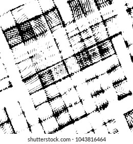 Abstract grunge grid stripe halftone background pattern. Black and white line vector illustration
