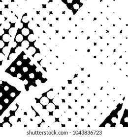 Abstract grunge grid stripe halftone background pattern. Black and white line vector illustration
