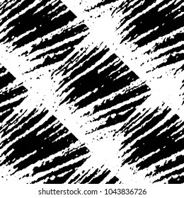 Abstract grunge grid stripe halftone background pattern. Black and white line vector illustration
