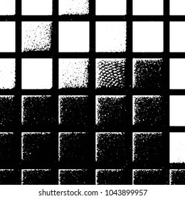 Abstract grunge grid stripe halftone background pattern. Black and white line vector illustration
