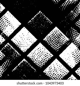 Abstract grunge grid stripe halftone background pattern. Black and white line vector illustration
