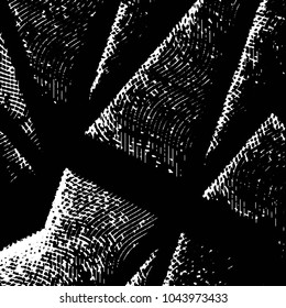 Abstract grunge grid stripe halftone background pattern. Black and white line vector illustration
