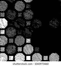 Abstract grunge grid stripe halftone background pattern. Black and white line vector illustration
