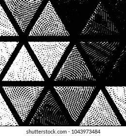 Abstract grunge grid stripe halftone background pattern. Black and white line vector illustration
