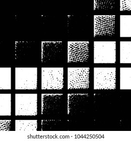 Abstract grunge grid stripe halftone background pattern. Black and white line vector illustration
