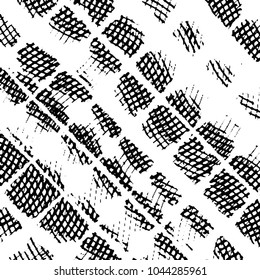 Abstract grunge grid stripe halftone background pattern. Black and white line vector illustration
