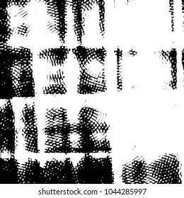Abstract grunge grid stripe halftone background pattern. Black and white line vector illustration
