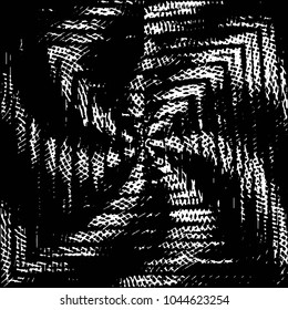 Abstract grunge grid stripe halftone background pattern. Black and white line vector illustration