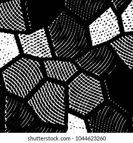 Abstract grunge grid stripe halftone background pattern. Black and white line vector illustration