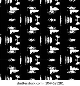 Abstract grunge grid stripe halftone background pattern. Black and white line vector illustration