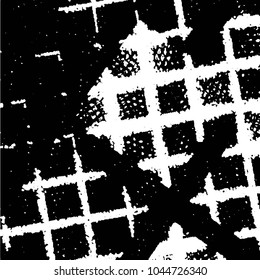 Abstract grunge grid stripe halftone background pattern. Black and white line vector illustration

