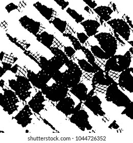 Abstract grunge grid stripe halftone background pattern. Black and white line vector illustration
