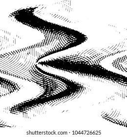 Abstract grunge grid stripe halftone background pattern. Black and white line vector illustration
