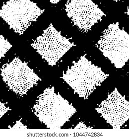 Abstract grunge grid stripe halftone background pattern. Black and white line vector illustration
