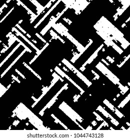 Abstract grunge grid stripe halftone background pattern. Black and white line vector illustration
