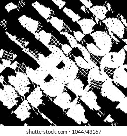 Abstract grunge grid stripe halftone background pattern. Black and white line vector illustration
