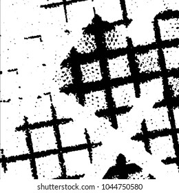 Abstract grunge grid stripe halftone background pattern. Black and white line vector illustration
