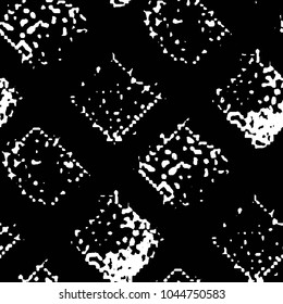 Abstract grunge grid stripe halftone background pattern. Black and white line vector illustration
