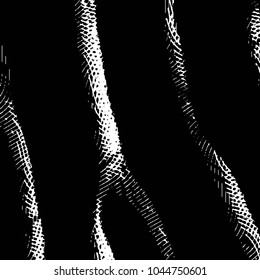 Abstract grunge grid stripe halftone background pattern. Black and white line vector illustration

