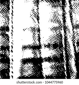 Abstract grunge grid stripe halftone background pattern. Black and white line vector illustration
