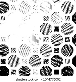 Abstract grunge grid stripe halftone background pattern. Black and white line vector illustration
