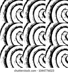 Abstract grunge grid stripe halftone background pattern. Black and white line vector illustration
