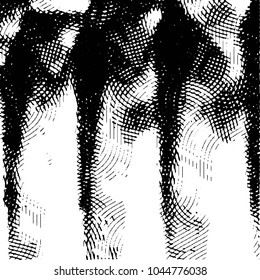 Abstract grunge grid stripe halftone background pattern. Black and white line vector illustration
