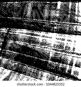 Abstract grunge grid stripe halftone background pattern. Black and white line vector illustration
