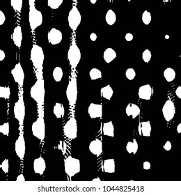Abstract grunge grid stripe halftone background pattern. Black and white line vector illustration
