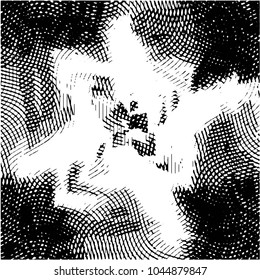 Abstract grunge grid stripe halftone background pattern. Black and white line vector illustration
